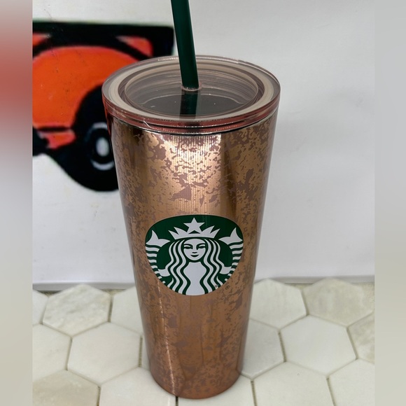 Starbucks Rose Gold 2019 Speckled Marble Cup 16 Fluid Ounce Tumbler - Picture 1 of 10